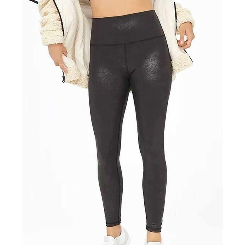 Aerie Offline The Hugger High Rise Leggings •S• Crackle Faux Leather Black